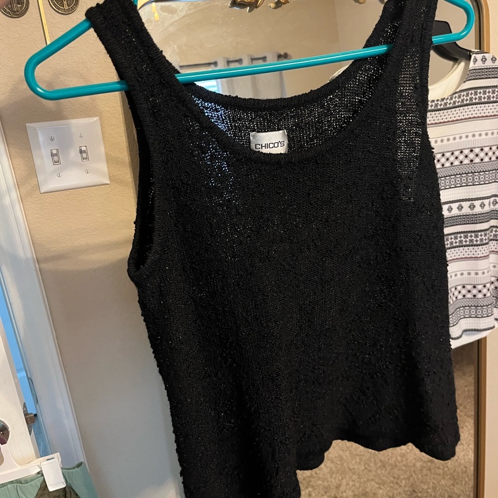 Chico's Black textured knit Tank Top Sz 1 fits like S/M